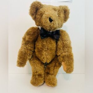Authentic Vermont Teddy Bear Co Jointed Bear With Tuxedo Bow Tie Plush